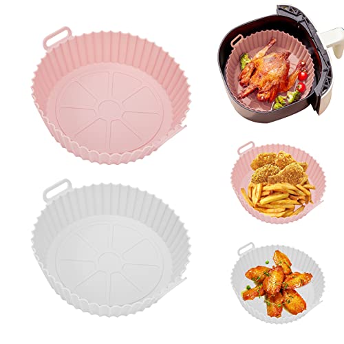 Silikonform für Heißluftfritteuse 21cm Air Fryer Silicone Pot Wiederverwendbar Heißluftfritteuse Silikon Backblech für Air Fryer Mikrowelle 2 Stück von Heveer