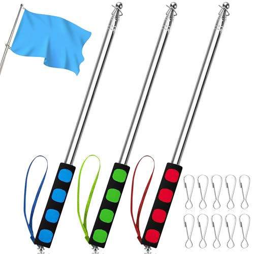 Teleskop Fahnenstange 3 Stück 3M Edelstahl Teleskop Fahnenmast mit 10 Clips Tragbarer Handheld Fahnenstange für Reise Camping Lehrer Reiseleiter Teleskop Fahnenstange 3 Stück 3M Edelstahl Teleskop Fahnenmast mit 10 Clips Tragbarer Handheld Fahnenstange für Reise Camping Lehrer Reiseleiter von Heveer