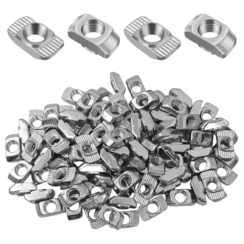 Hevysuo 100 Stück Nutensteine M8,Hammerkopfmutter Kohlenstoffstahl,Tropfen-in T-Nut-Muttern,für 40-Serie Aluminiumprofil Extrusionsschlitz Schiene,Silber Hevysuo 100 Stück Nutensteine M8,Hammerkopfmutter Kohlenstoffstahl,Tropfen-in T-Nut-Muttern,für 40-Serie Aluminiumprofil Extrusionsschlitz Schiene,Silber von Hevysuo