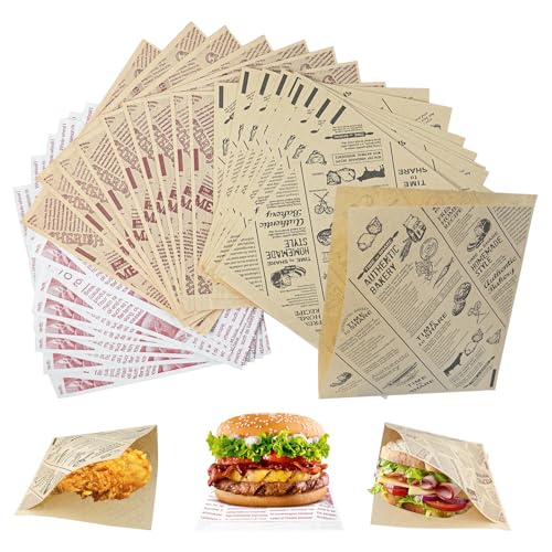 Hevysuo 150 Stück Sandwich Wrap Papier,Fettdichtes Wrap Papier,Hamburger Papiers 15cm x 15cm,Butterbrotpapier öko,Deli Papierblätter,für Burger Sandwich Pommes Frites Käse Hevysuo 150 Stück Sandwich Wrap Papier,Fettdichtes Wrap Papier,Hamburger Papiers 15cm x 15cm,Butterbrotpapier öko,Deli Papierblätter,für Burger Sandwich Pommes Frites Käse von Hevysuo