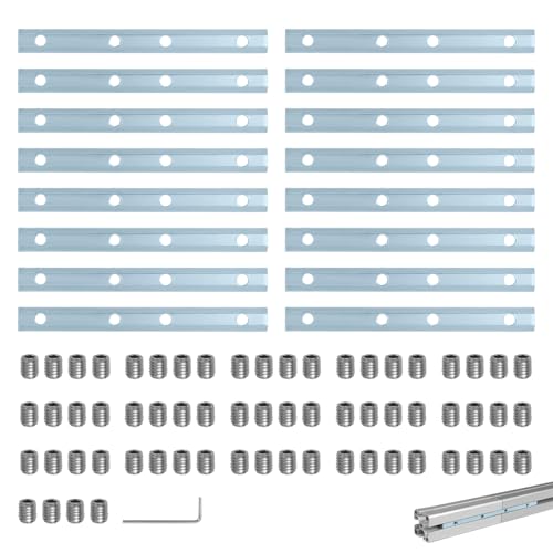 Hevysuo 16 Stück Streckenverbinder Aluprofil Verbinder 20 x 20,Konstruktionsprofile Innenverbinder,Verzinkter Kohlenstoffstahl Profile mit 64 Schraube für Konstruktionsprofile Aluminiumprofil von Hevysuo