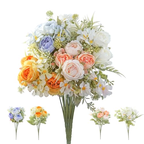 Hevysuo 4 Bündel Künstliche Blumen Bouquet,32cm Künstlich Pfingstrosen,Kunstblumen Deko für Hochzeit Home Tisch Party Fenster Dekoration,Blau/Pink/Gelb/Weiß Hevysuo 4 Bündel Künstliche Blumen Bouquet,32cm Künstlich Pfingstrosen,Kunstblumen Deko für Hochzeit Home Tisch Party Fenster Dekoration,Blau/Pink/Gelb/Weiß von Hevysuo