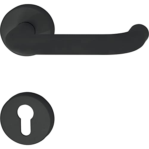 HEWI 111PBR01.130 90 Drückergarnitur 111-auf Rosette PZ, 38-48, schwarz matt, HEWI 111PBR01.130 90 Drückergarnitur 111-auf Rosette PZ, 38-48, schwarz matt, von HEWI