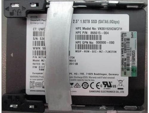 Hewlett Packard Enterprise SSD 1.9TB 6G SFF SATA RI PLP QR, P00043-001 (QR) von Hewlett Packard Enterprise