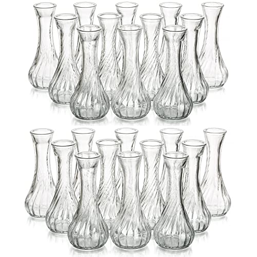 24 x Kleine Vasen für Tischdeko, Hewory Vase Glas Blumenvase Vintage Deko Glasvase Mini Vasen Set Vasen Klein Tischdeko Für Wohnzimmer Deko Modern Hochzeitsdeko von Hewory