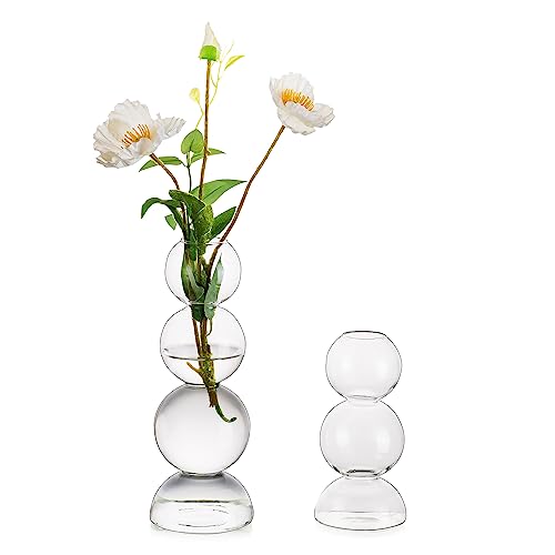 Hewory Vasen Deko Glasvase, Klar Vase Glas Blumenvase für Tischdeko, Donut Spiral Runde Vase Aesthetic für Wohnzimmer Deko Modern Schlafzimmer Wohnkultur von Hewory