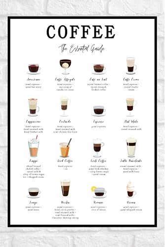 Hewson Poster "The Essential Guide To Coffee", Kaffee-Druck, Geschenk für Kaffeeliebhaber, Geburtstag, Weihnachten, Kaffee-Geschenk (A4, ungerahmt) von Hewson