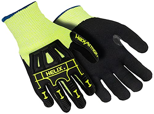 HexArmor Helix 3000 flexible Stoßschutzhandschuhe für den Bau - Schwarz Gelb - Gr 07 von HexArmor