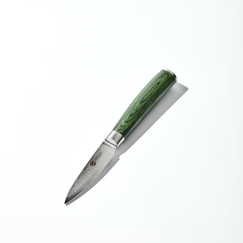 HexClad Schälmesser, 9 cm Klinge aus japanischem Damaszenerstahl, Full Tang-Konstruktion, Griff aus Pakkaholz von HexClad
