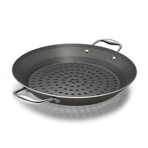 HexClad Hybrid-Antihaft BBQ Grillpfanne, Hitze-Safe bis 482° C, Geschirrspüler sicher von HexClad