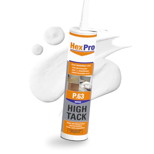 HexPro P63 Montagekleber extra stark, Innen & Außen High Tack Alleskleber MS-Polymer Klebstoff (12 Kartuschen P63) PU Montagepaste Aluminium Glas direkte Haftung von HexPro