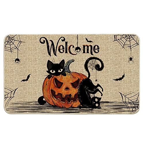 Hexagram Halloween-Fußmatten, 43,2 x 73,2 cm, Willkommensmatten für Outdoor, Halloween-Katze, Bauernhaus-Dekoration, Halloween-Fußmatten für Haustür-Dekorationen Hexagram Halloween-Fußmatten, 43,2 x 73,2 cm, Willkommensmatten für Outdoor, Halloween-Katze, Bauernhaus-Dekoration, Halloween-Fußmatten für Haustür-Dekorationen von Hexagram