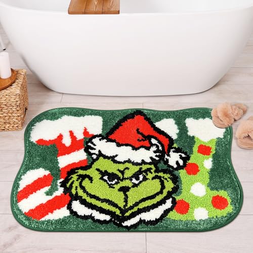 Hexagram Weihnachtlicher Badezimmerteppich, grüner Weihnachtsteppich für Badezimmer-Dekor, Weihnachts-Badematte, weich, rutschfest, waschbar, Badteppich Hexagram Weihnachtlicher Badezimmerteppich, grüner Weihnachtsteppich für Badezimmer-Dekor, Weihnachts-Badematte, weich, rutschfest, waschbar, Badteppich von Hexagram