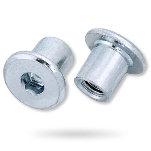 HEXATON Hülsenmutter M6 x 13 x 11 mm – 50 Stück, Flachkopf mit Innensechskant, Stahl verzinkt, Linsenkopf für Möbelverbindungen und Inbusschlüssel HEXATON Hülsenmutter M6 x 13 x 11 mm – 50 Stück, Flachkopf mit Innensechskant, Stahl verzinkt, Linsenkopf für Möbelverbindungen und Inbusschlüssel von HEXATON