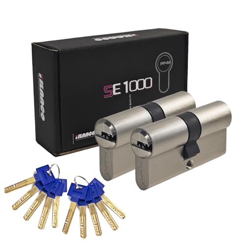 HEXIHER Massiver Schließzylinder gleichschließend 2er Set 30/40 Zylinderschloss Messing mit 10 Schlüssel - Länge: 70 mm, A:30 B:40 - SE1000 von Hexiher