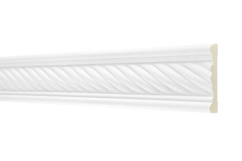 Hexim Perfect Stuckleiste AC 202, Flachprofile aus PU Serie 1 - Stuckprofil gemustert, weißes Zierprofil, hart & stoßfest - Wandleiste vorgrundiert von Hexim Perfect
