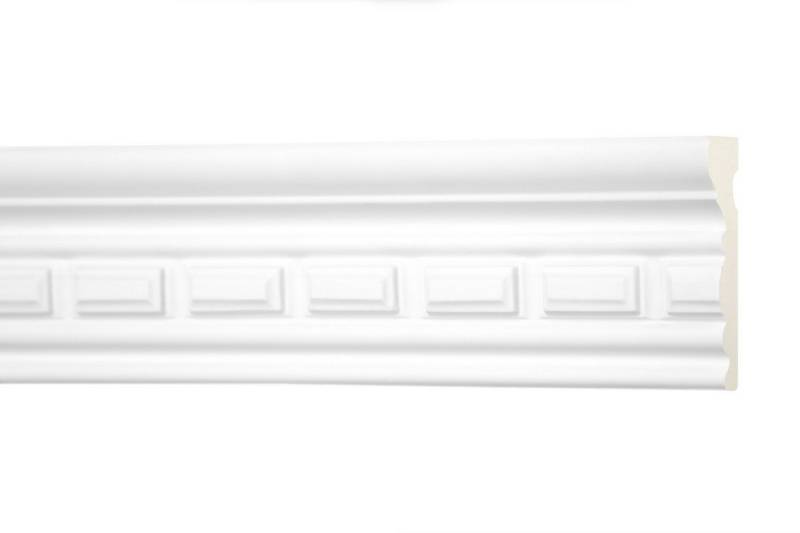 Hexim Perfect Stuckleiste AC 203, Flachprofile aus PU Serie 1 - Stuckprofil gemustert, weißes Zierprofil, hart & stoßfest - Wandleiste vorgrundiert von Hexim Perfect