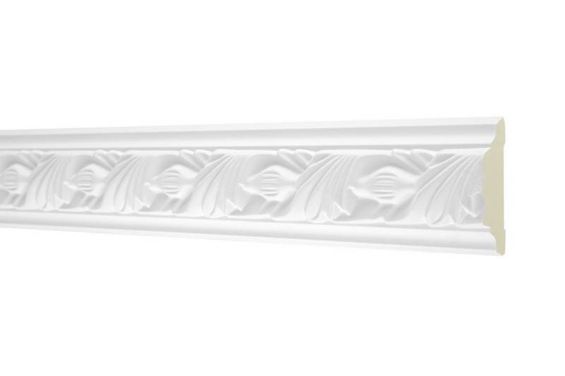 Hexim Perfect Stuckleiste AC 258, Flachprofile aus PU Serie 2 - Stuckprofil gemustert, weißes Zierprofil, hart & stoßfest - Wandleiste vorgrundiert von Hexim Perfect