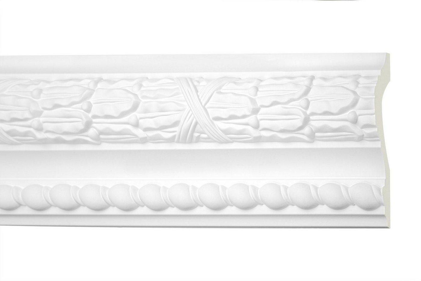 Hexim Perfect Stuckleiste AC 267, Flachprofile aus PU Serie 2 - Stuckprofil gemustert, weißes Zierprofil, hart & stoßfest - Wandleiste vorgrundiert von Hexim Perfect