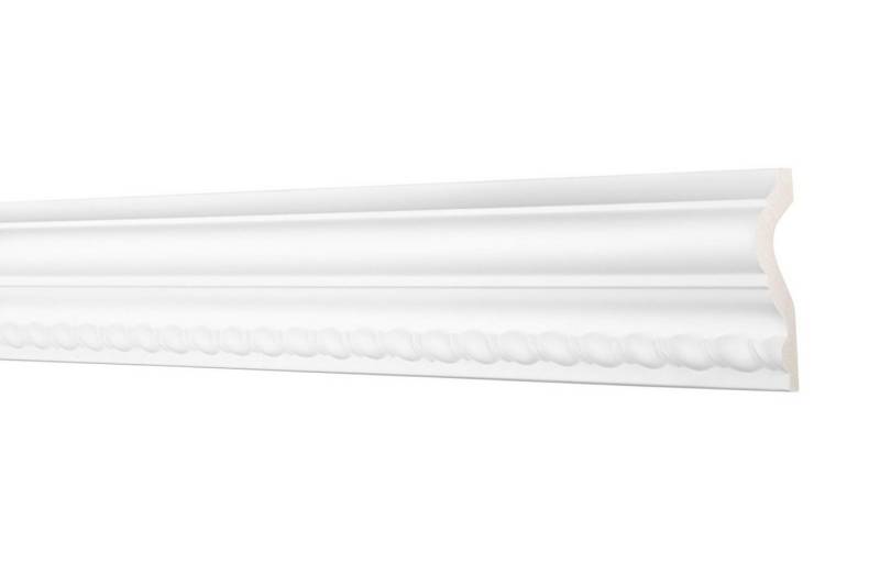 Hexim Perfect Stuckleiste AC 283, Flachprofile aus PU Serie 2 - Stuckprofil gemustert, weißes Zierprofil, hart & stoßfest - Wandleiste vorgrundiert von Hexim Perfect