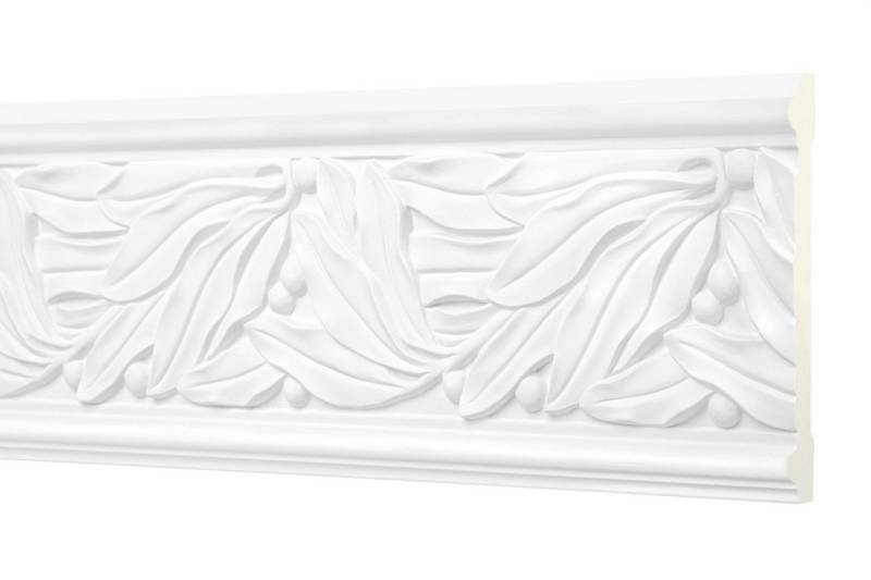 Hexim Perfect Stuckleiste AC 289, Flachprofile aus PU Serie 2 - Stuckprofil gemustert, weißes Zierprofil, hart & stoßfest - Wandleiste vorgrundiert von Hexim Perfect