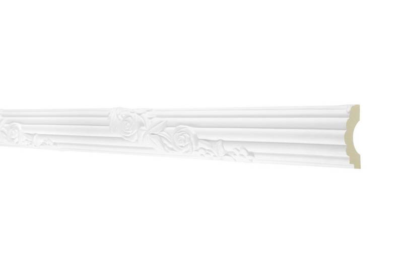 Hexim Perfect Stuckleiste AC 292, Flachprofile aus PU Serie 2 - Stuckprofil gemustert, weißes Zierprofil, hart & stoßfest - Wandleiste vorgrundiert von Hexim Perfect