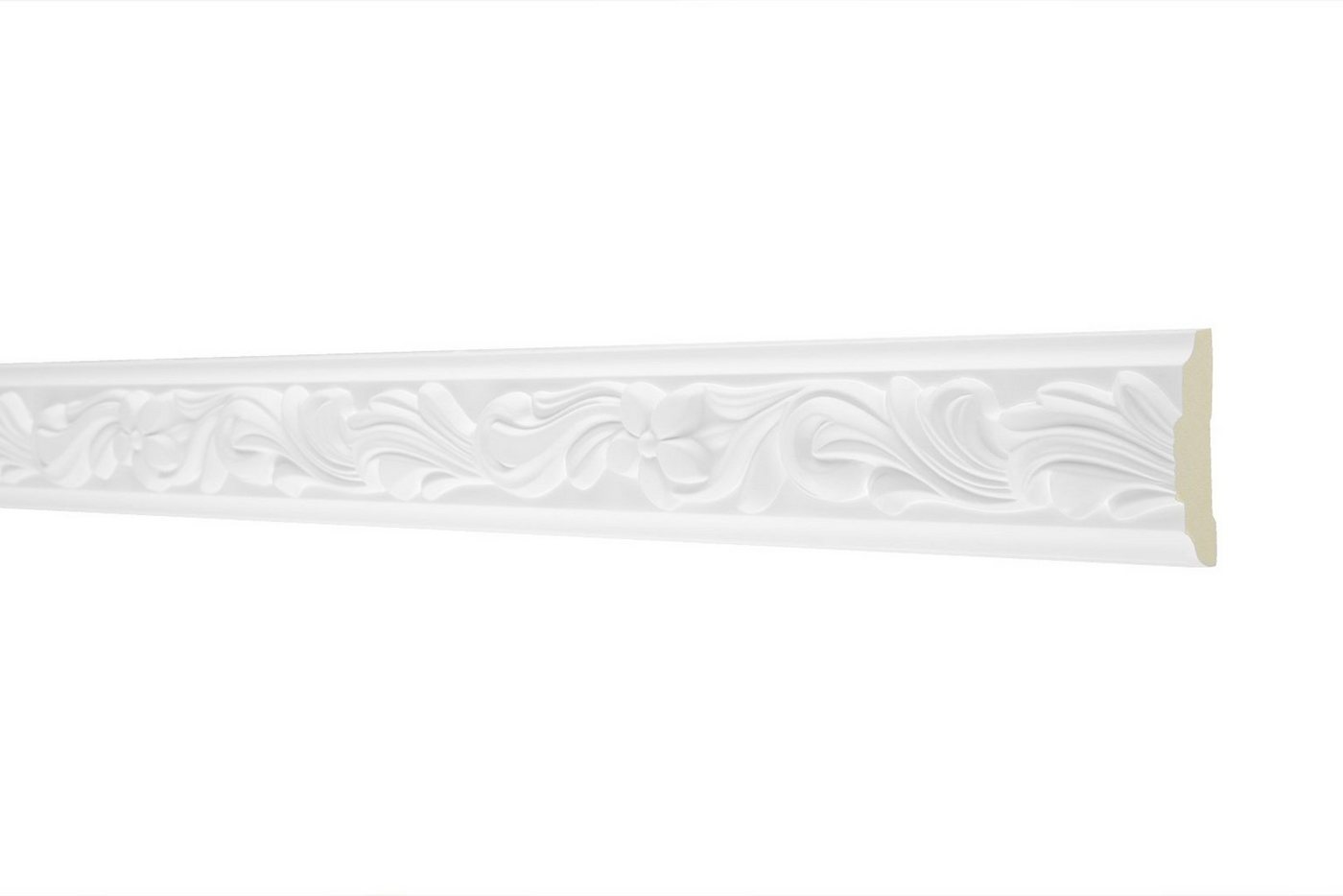 Hexim Perfect Stuckleiste AC207, Wand- und Deckenumrandung aus PU - 2 Meter Flachleiste, hart & stoßfest, weißes Zierprofil - Wandleiste vorgrundiert von Hexim Perfect