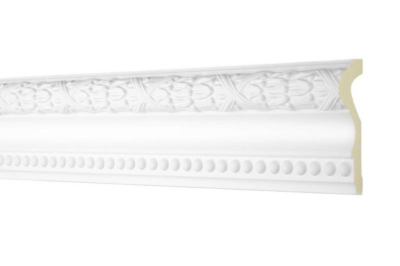 Hexim Perfect Stuckleiste AC245, Wand- und Deckenumrandung aus PU - 2 Meter Flachleiste, hart & stoßfest, weißes Zierprofil - Wandleiste vorgrundiert von Hexim Perfect