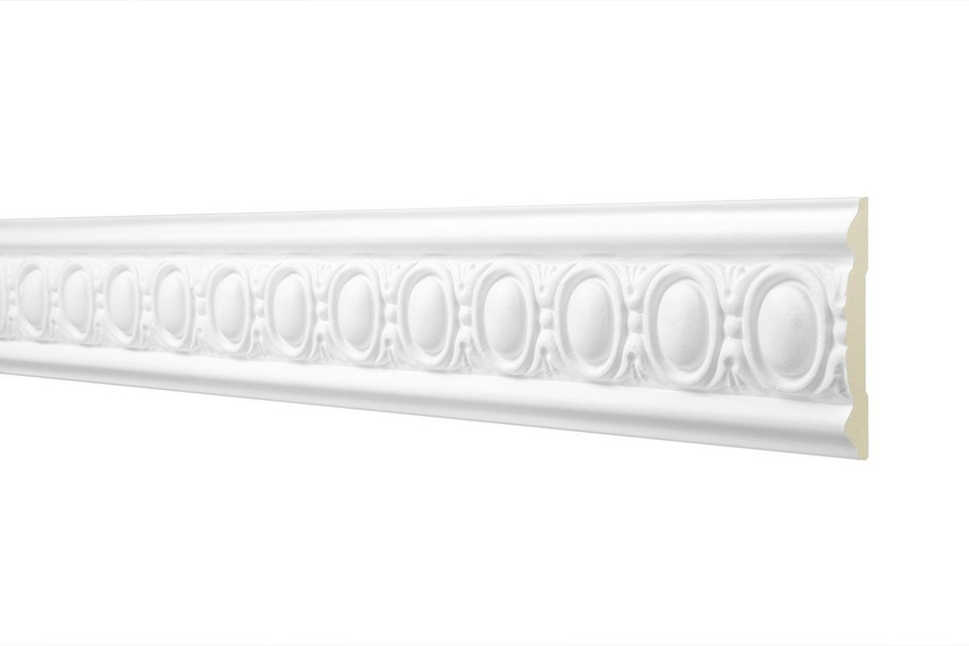 Hexim Perfect Stuckleiste AC250, Wand- und Deckenumrandung aus PU - 2 Meter Flachleiste, hart & stoßfest, weißes Zierprofil - Wandleiste vorgrundiert von Hexim Perfect