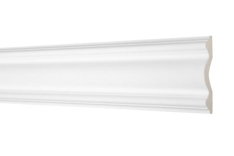 Hexim Perfect Stuckleiste AD 354, Flachleiste aus PU Serie 1 - Stuckleiste glatt, weißes Zierprofil, hart & stoßfest - Wandleiste vorgrundiert von Hexim Perfect