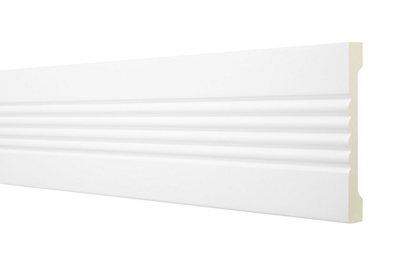 Hexim Perfect Stuckleiste AD 356, Flachleiste aus PU Serie 1 - Stuckleiste glatt, weißes Zierprofil, hart & stoßfest - Wandleiste vorgrundiert von Hexim Perfect