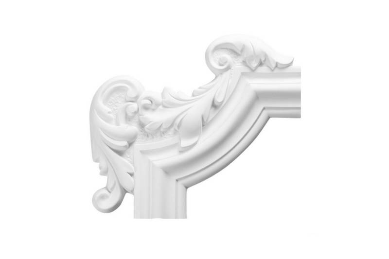 Hexim Perfect Stuckleiste AD308-15L, Wand- und Deckenumrandung aus PU - Segment als Ergänzung zur Flachleiste, hart & stoßfest, weiß - Spiegelrahmen von Hexim Perfect