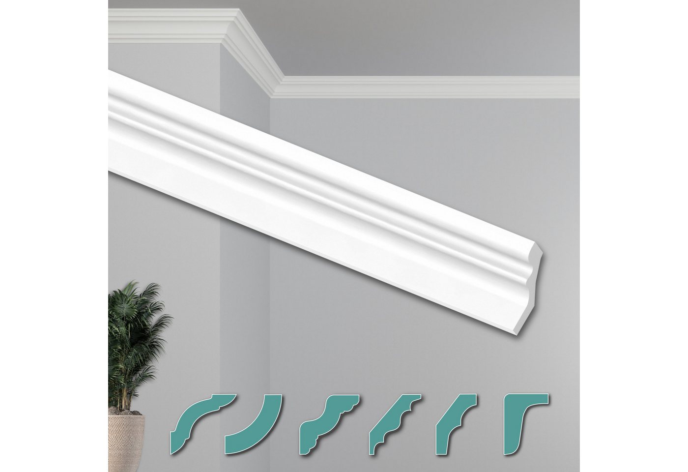 Hexim Deckenleiste ZG21, 20 Meter / 10 Leisten, Deckenleisten modern XPS Styropor weiß, 2 Meter Stuckleisten Styroporleisten Zierleisten Stuck Eckleisten Hexim Deckenleiste ZG21, 20 Meter / 10 Leisten, Deckenleisten modern XPS Styropor weiß, 2 Meter Stuckleisten Styroporleisten Zierleisten Stuck Eckleisten von Hexim