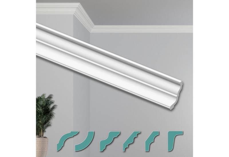 Hexim Deckenleiste ZG36, Max. Paket (bester Meterpreis), Deckenleisten modern XPS Styropor weiß, 2 Meter Stuckleisten Styroporleisten Zierleisten Stuck Eckleisten von Hexim