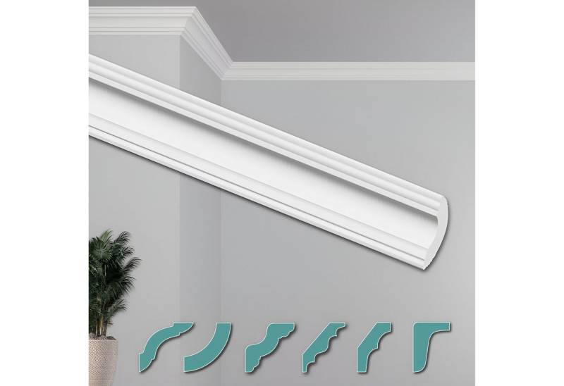 Hexim Deckenleiste ZG6, Max. Paket (bester Meterpreis), Deckenleisten modern XPS Styropor weiß, 2 Meter Stuckleisten Styroporleisten Zierleisten Stuck Eckleisten von Hexim