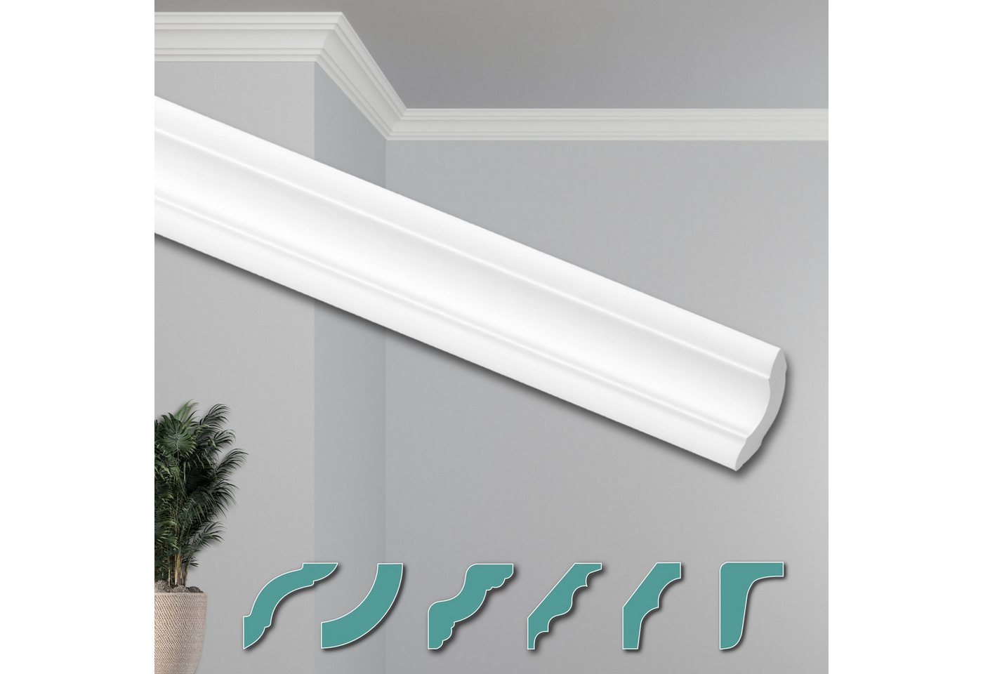 Hexim Deckenleiste ZG8, 30 Meter / 15 Leisten, Deckenleisten modern XPS Styropor weiß, 2 Meter Stuckleisten Styroporleisten Zierleisten Stuck Eckleisten Hexim Deckenleiste ZG8, 30 Meter / 15 Leisten, Deckenleisten modern XPS Styropor weiß, 2 Meter Stuckleisten Styroporleisten Zierleisten Stuck Eckleisten von Hexim