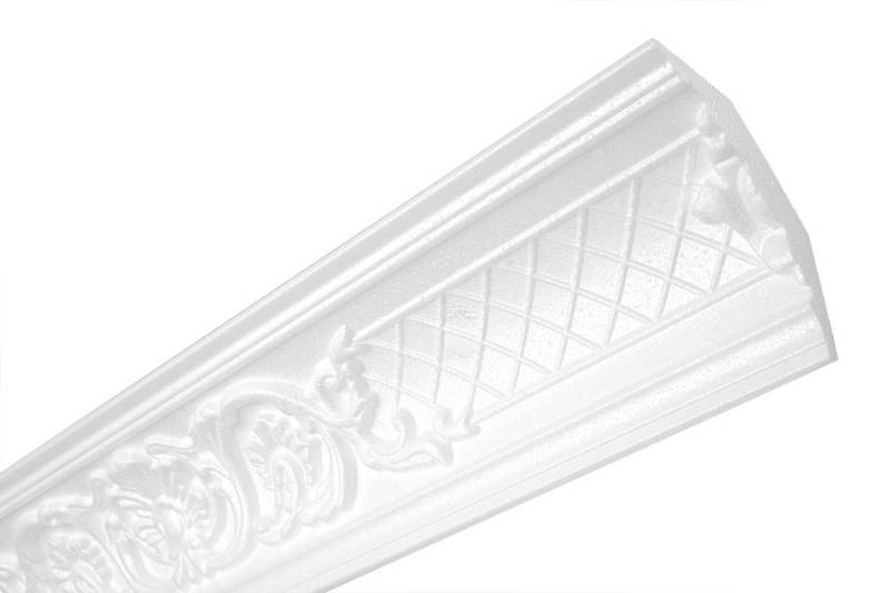Hexim Deckenleiste ZM6, Max. Paket (bester Meterpreis), Deckenleisten klassisch XPS Styropor weiß, 2 Meter Stuckleisten Styroporleisten Stuck Zierleisten gemustert Eckleisten von Hexim