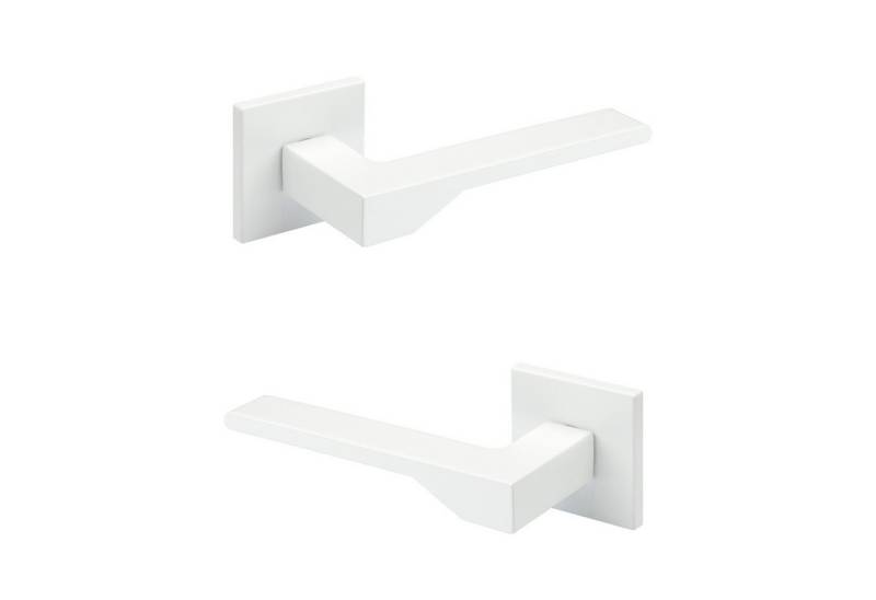 Hexim Drückergarnitur Türklinke Q02.50 weiß matt, Zimmer Türgriffe WC / Bad Aluminium matt in 4 Farben - (Türklinke Q02) Türklinke Rosettengarnitur von Hexim