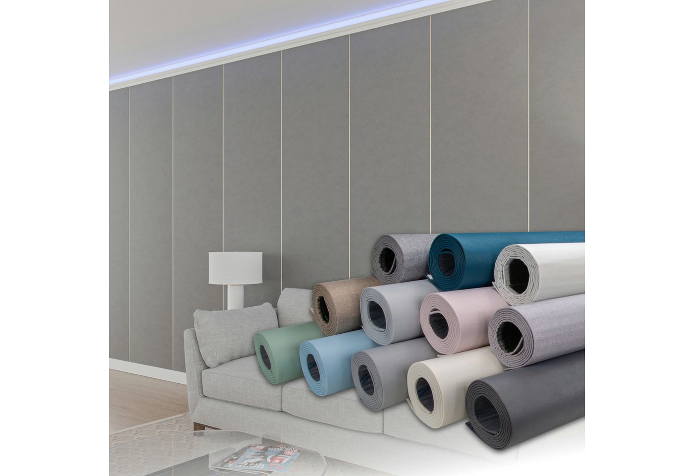 Hexim Isoliertapete, (selbstklebende Isoliertapete 1,82 m² Wandisolierung 280x65cm schalldämmend 4mm dekorativ 2in1 Tapete Dämmung Isoliereffekt (1 Rolle Zementgrau, grau Zementstruktur) von Hexim