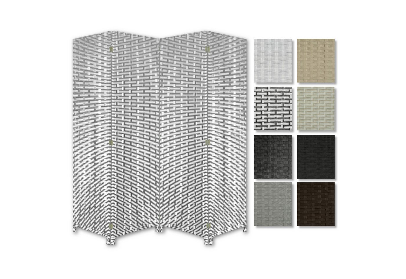 Hexim Raumteiler, Paravent 180x180 cm - Trennwand 4-teilig klappbar für Innen- & Außenbereich - Spanische Wand Raumteiler Terrasse freistehend Heimbüro (LR193-weiß & schwarz) von Hexim