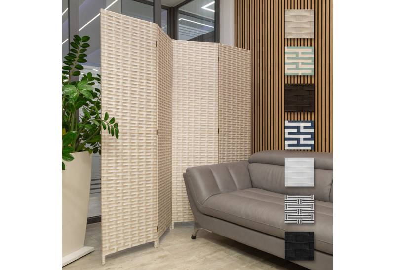 Hexim Raumteiler, Paravent 180x180 cm - Trennwand 4-teilig klappbar für Innenbereich - freistehend Blickfang und Dekoration multifunktional Raumtrenner (LR191-braun & weiß) von Hexim