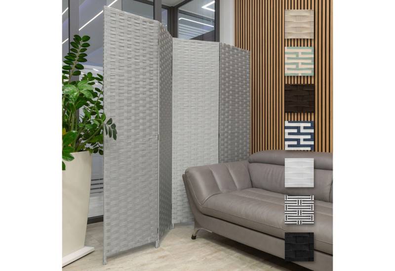Hexim Raumteiler, Paravent 180x180 cm - Trennwand 4-teilig klappbar für Innenbereich - Raumteilung Sichtschutz Stellwand Spanische Wand freistehend (LR188-grau) von Hexim