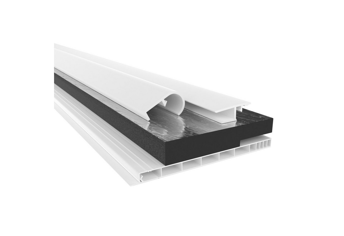 Hexim Rollladenkastendämmung, (Rollladenkastendämmung PVC Revisionsklappe Komplettset, Rollladenkastendeckel, Aufnahmeprofil & Rollladentraverse, Länge: 1000 - 2000mm, Breite: 120 - 320mm, Abrollprofil Deckel Verschluss Traverse (140mm x 1,2 Meter) von Hexim