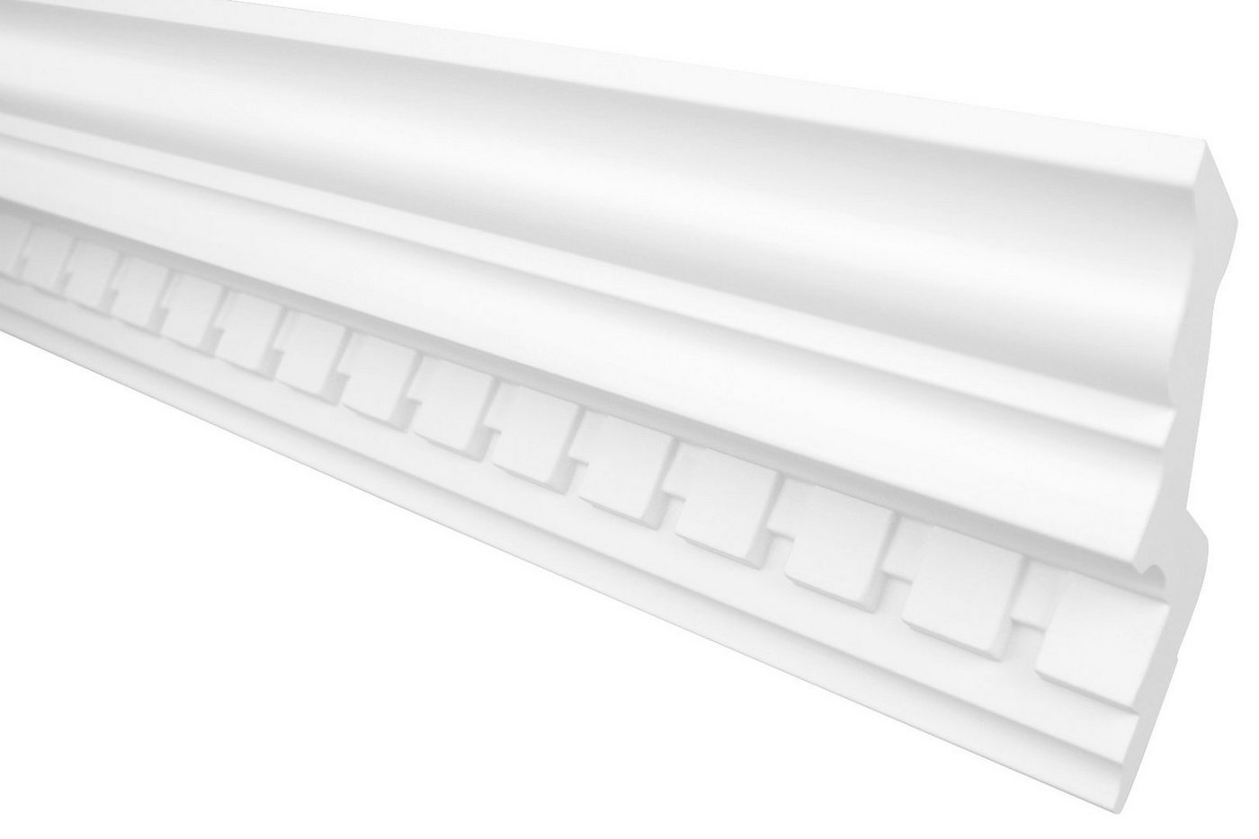 Hexim Stuckleiste C738, 10 Meter / 5 Leisten, Stuckleisten Decke Barock Stil, PU Hartschaum weiß - 2m Deckenleisten gemustert Abschlussleiste Stuckprofil Dekorleisten (10 Meter) von Hexim