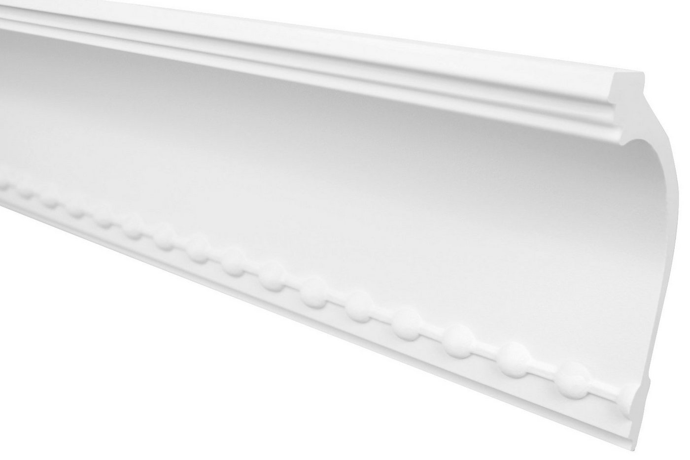 Hexim Stuckleiste C771, 2 Meter / 1 Leiste, Stuckleisten Decke Barock Stil, PU Hartschaum weiß - 2m Deckenleisten gemustert Zierprofile Leisten Deckenprofil Stukatur (2 Meter) von Hexim
