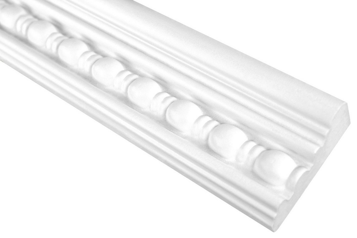 Hexim Stuckleiste CR712, 10 Meter / 5 Leisten, Stuckleisten Wand flach Barock Stil, PU Hartschaum weiß - 2m Wandleisten gemustert Dekorleisten zum kleben Deckenstuck (10 Meter) von Hexim