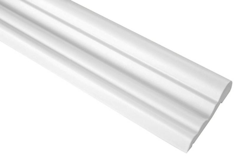 Hexim Stuckleiste CR818, 10 Meter / 5 Leisten, Stuckleisten Wand flach, PU Hartschaum & Flexibel - 2m Wandleisten modern glatt Zierprofile Flachleisten Dekorbau (10 Meter weiß) von Hexim