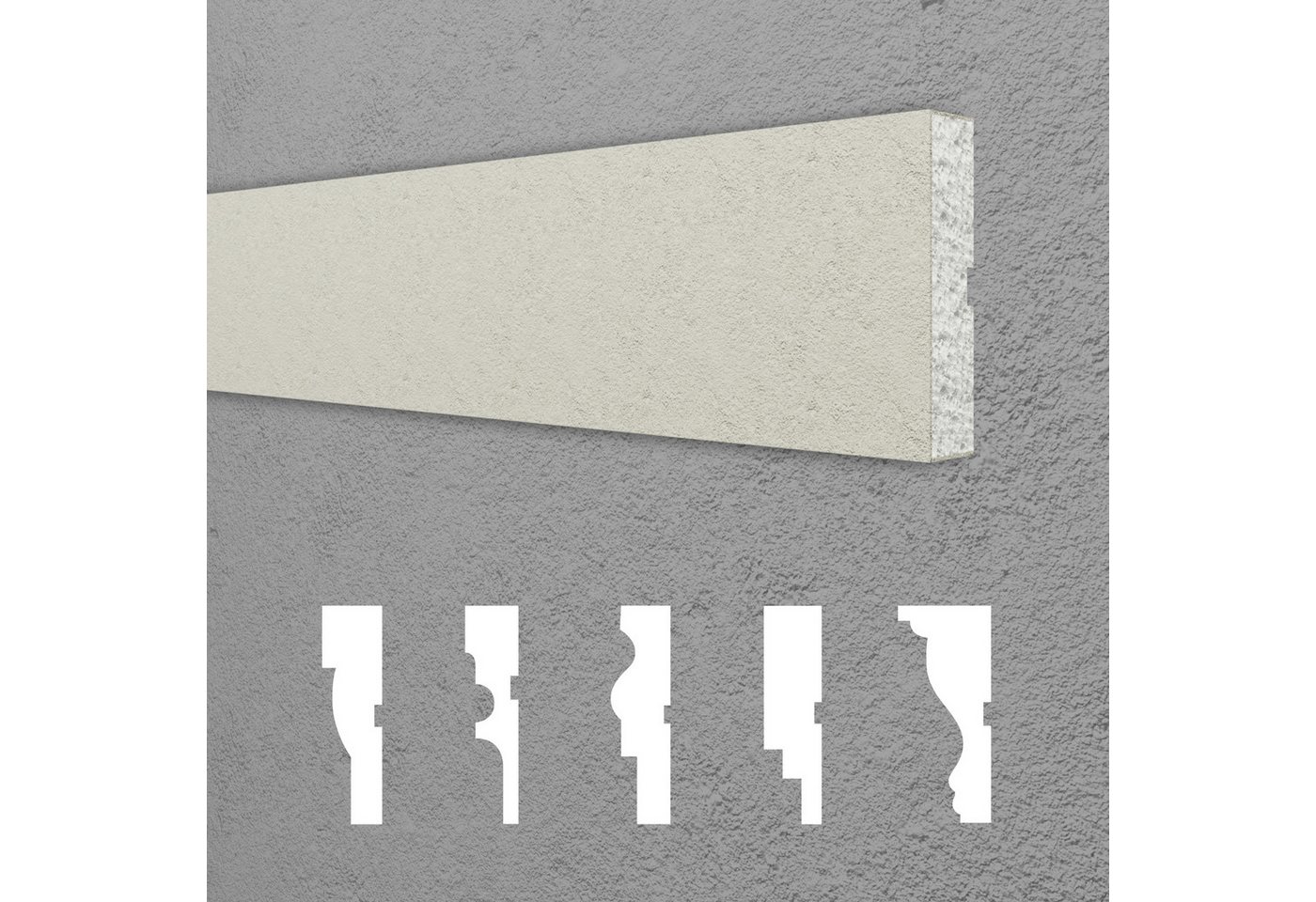 Hexim Stuckleiste DML-1212, 20 Meter / 10 Profile, Fassadenprofile Gesimsprofile Aussenfassade Fassadenstuck Fassadenelemente Fassade verkleiden - (DML-1212, 30 x 120 mm, 20 Meter / 10 Profile) Außenstuck von Hexim