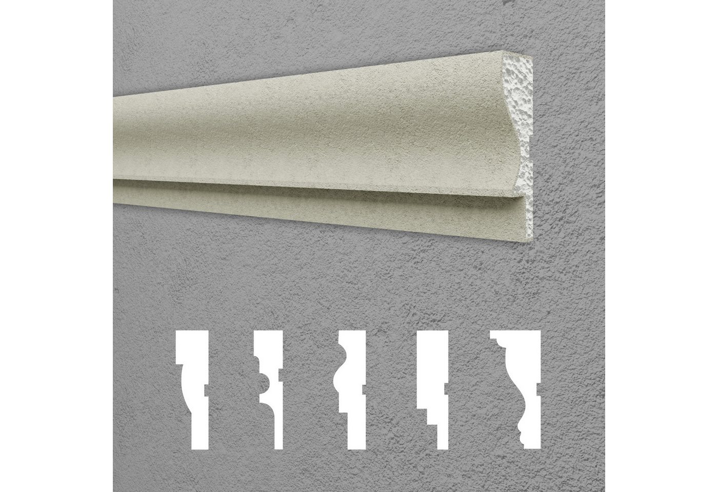 Hexim Stuckleiste DML-87, Maxi-Sparpaket, Fassadenprofile Gesimsprofile Aussenfassade Fassadenstuck Fassadenelemente Fassade verkleiden - (DML-87, 40 x 120 mm, 32 Meter / 16 Profile) Außenstuck von Hexim