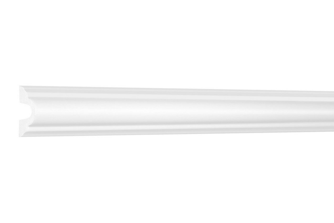 Hexim Stuckleiste HCR501, 10 Meter / 5 Leisten, Stuckleisten aus HDPS Styropor - extrem widerstandsfähig, schneeweiß & modern (10 Meter / 5 Leisten) Wandleiste Wandvertäfelung Wandprofil Friesleiste von Hexim